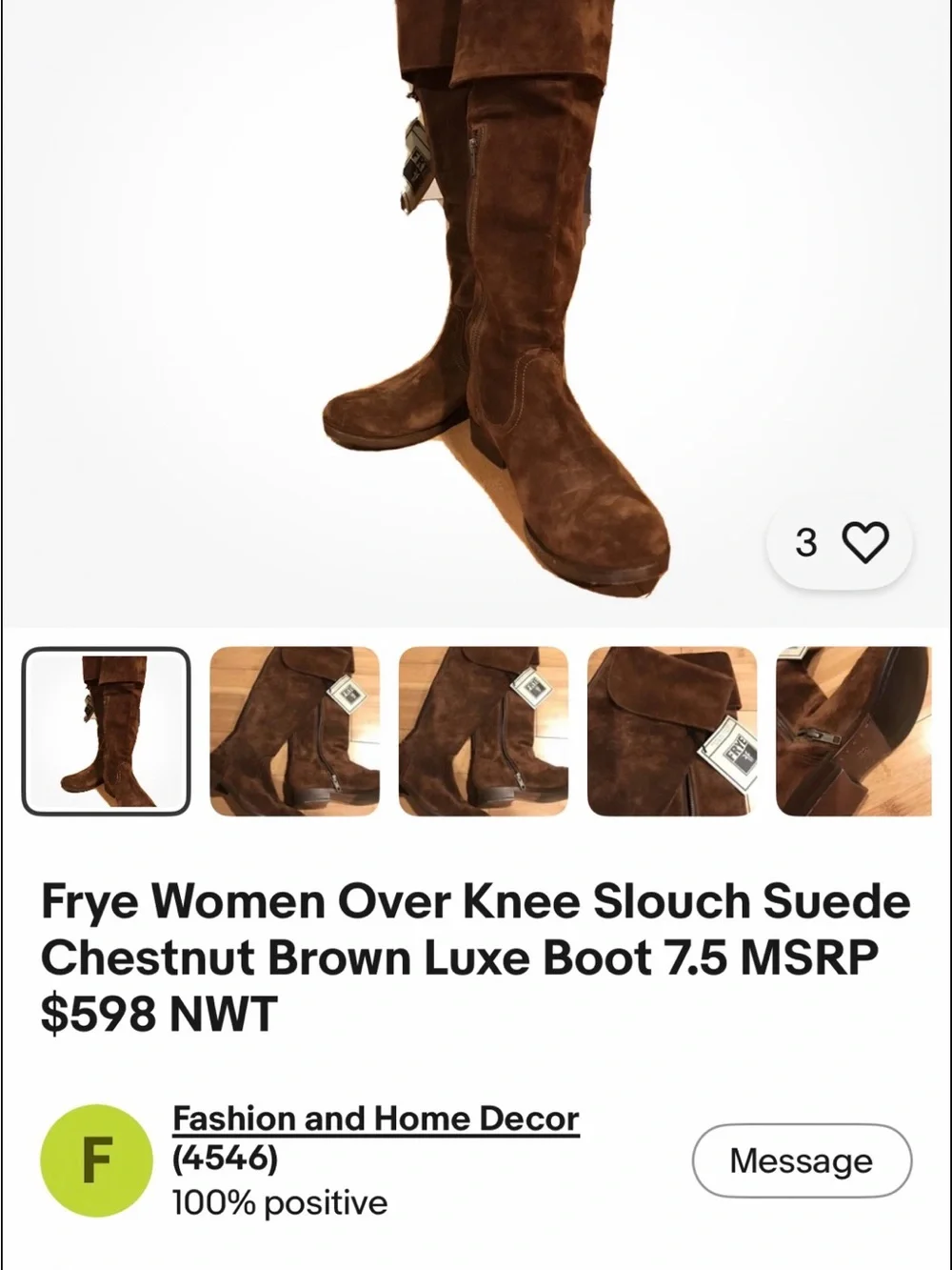 Frye Chestnut Brown Over-the-Knee Slouch Suede Boots